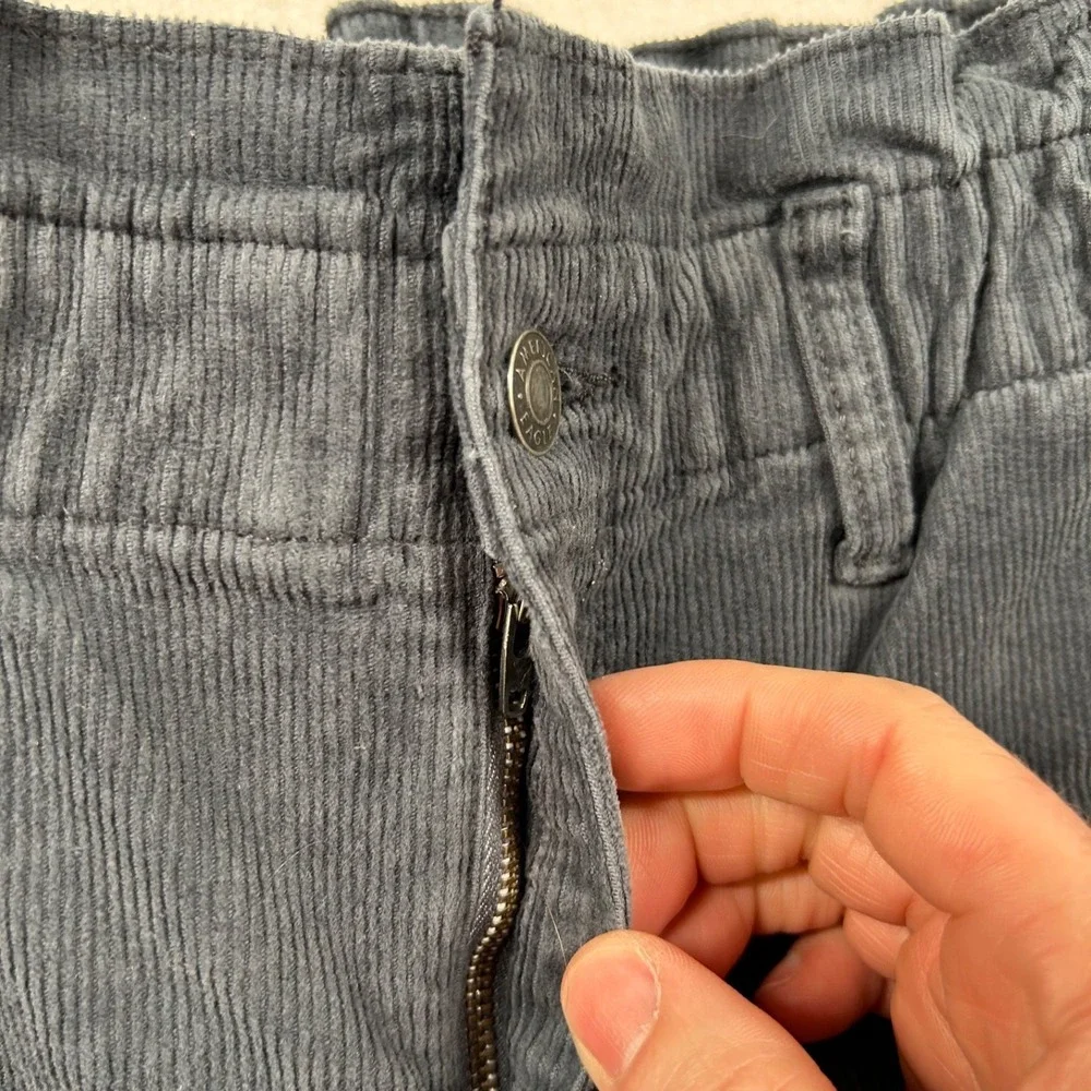 American Eagle Barrel Jeans Womens 2 Corduroy Stretch Gray Paperbag Waist